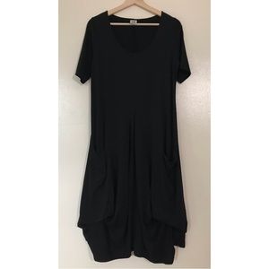 LUNN by Lilith • 3 • Short Sleeve Scoop Neck Lagenlook Bubble Bottom MIDI Dress